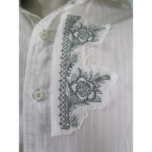 English Laundry Mod Mens Med Button Up Casual Embroidered Applique Flip Cuff EUC - Picture 10 of 16